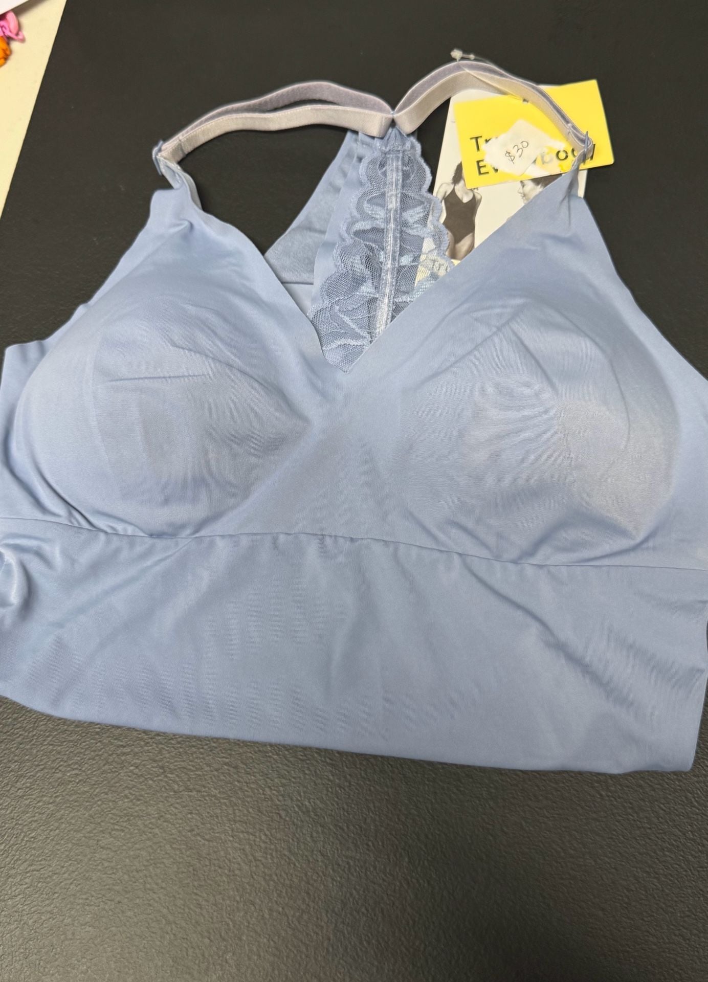 SUT1 Size M True and Co V Neck Lace Racerback Bodysuit Blue NWT 5