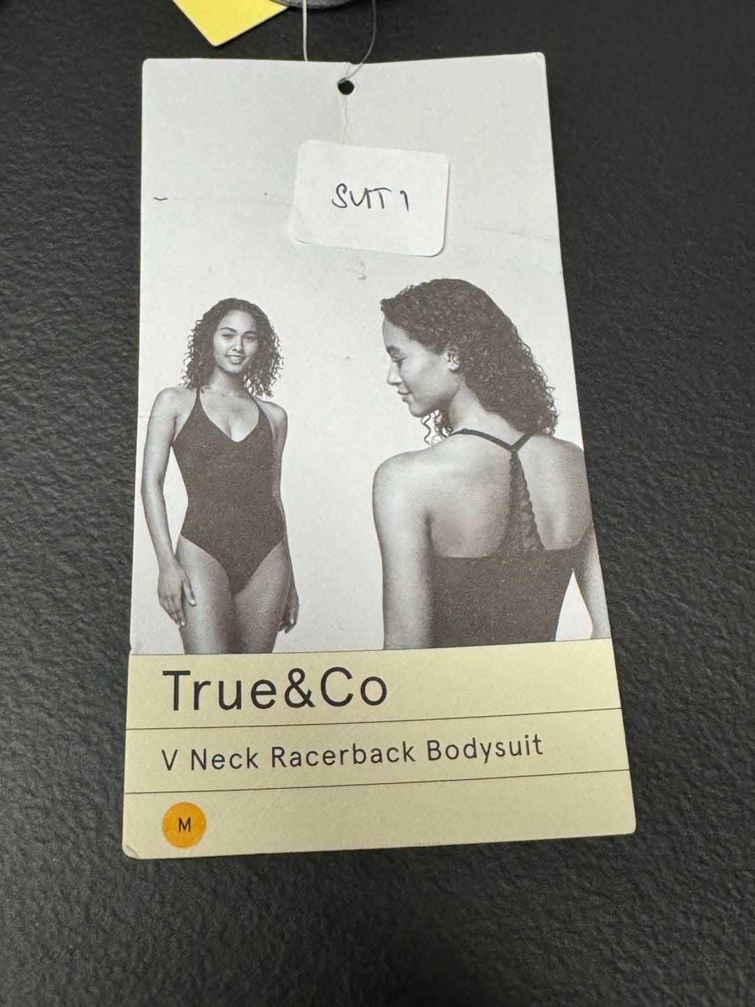 SUT1 Size M True and Co V Neck Lace Racerback Bodysuit Blue NWT 6