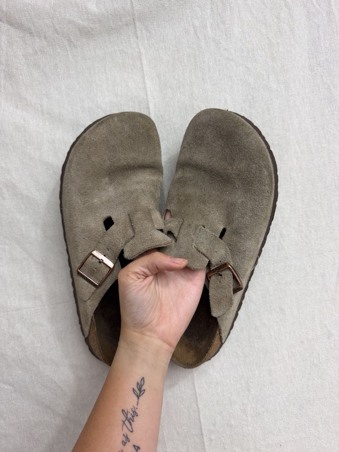 Birkenstock Boston Suede Clogs Taupe 1