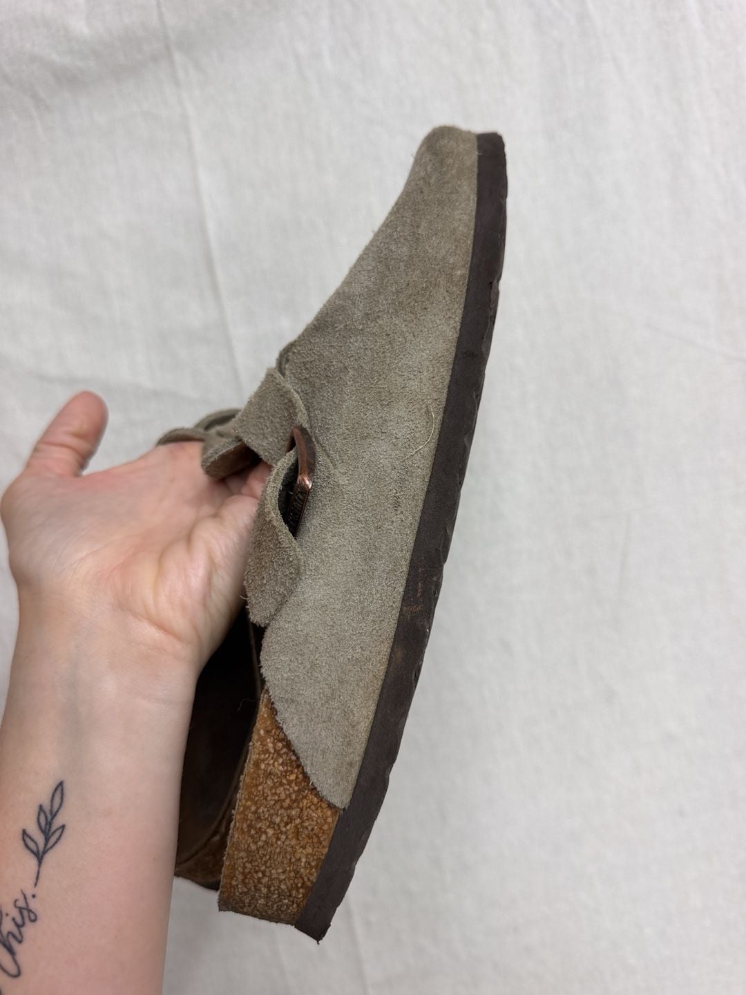 Birkenstock Boston Suede Clogs Taupe 2