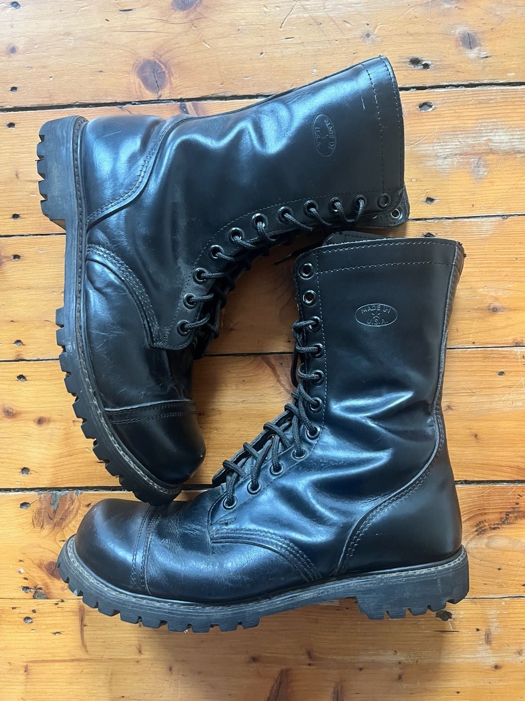 Corcoran Combat Boots Black Leather Cap Toe Side Zip Talon Zippers Made in USA 3