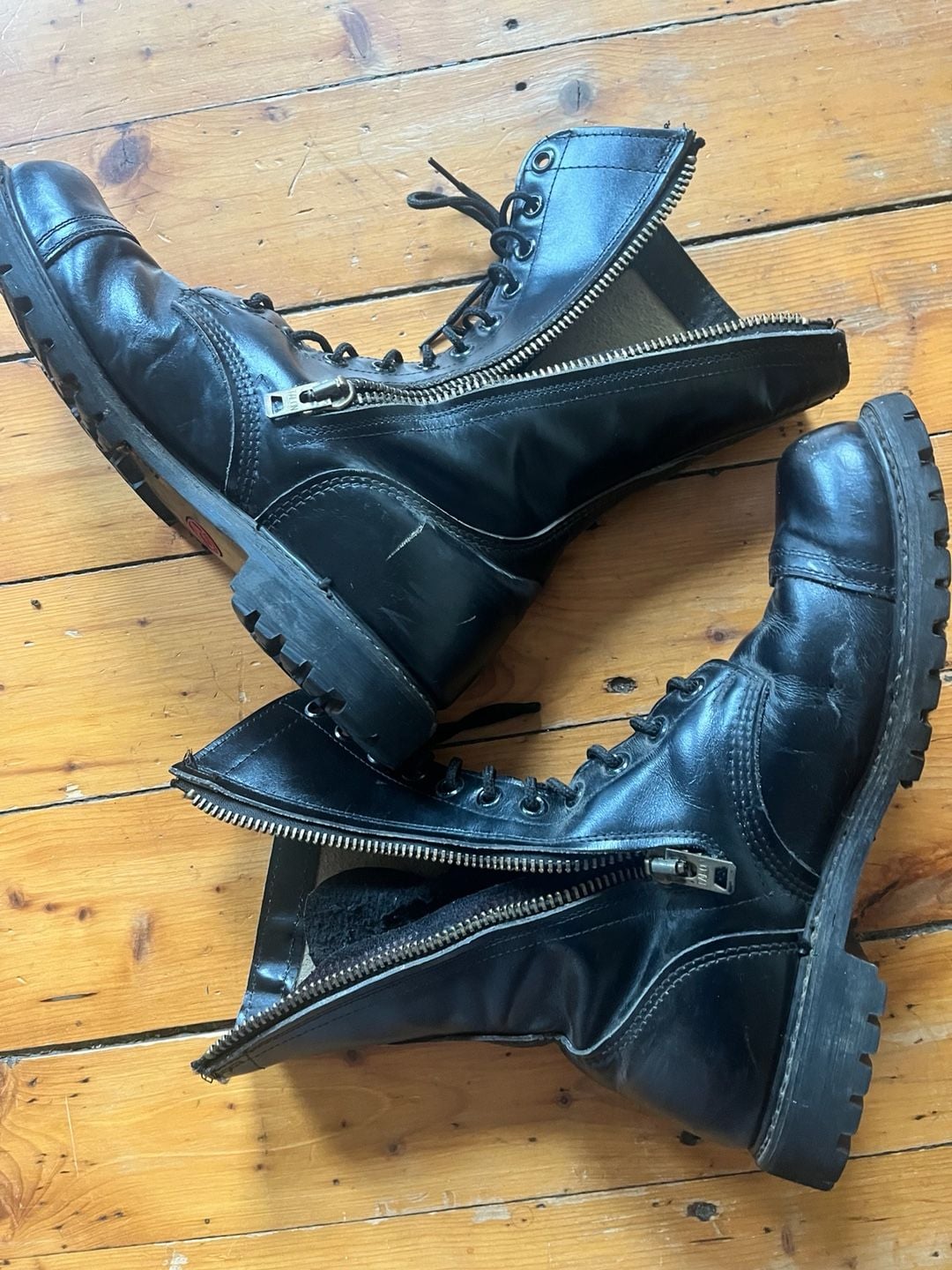 Corcoran Combat Boots Black Leather Cap Toe Side Zip Talon Zippers Made in USA 5