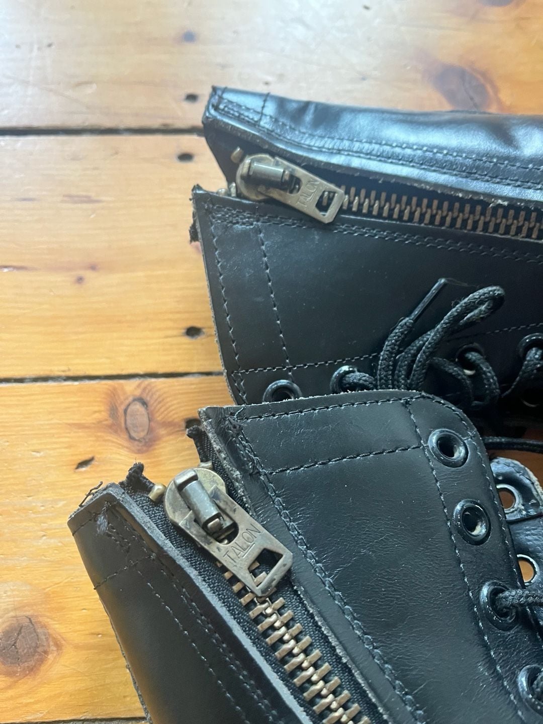 Corcoran Combat Boots Black Leather Cap Toe Side Zip Talon Zippers Made in USA 7