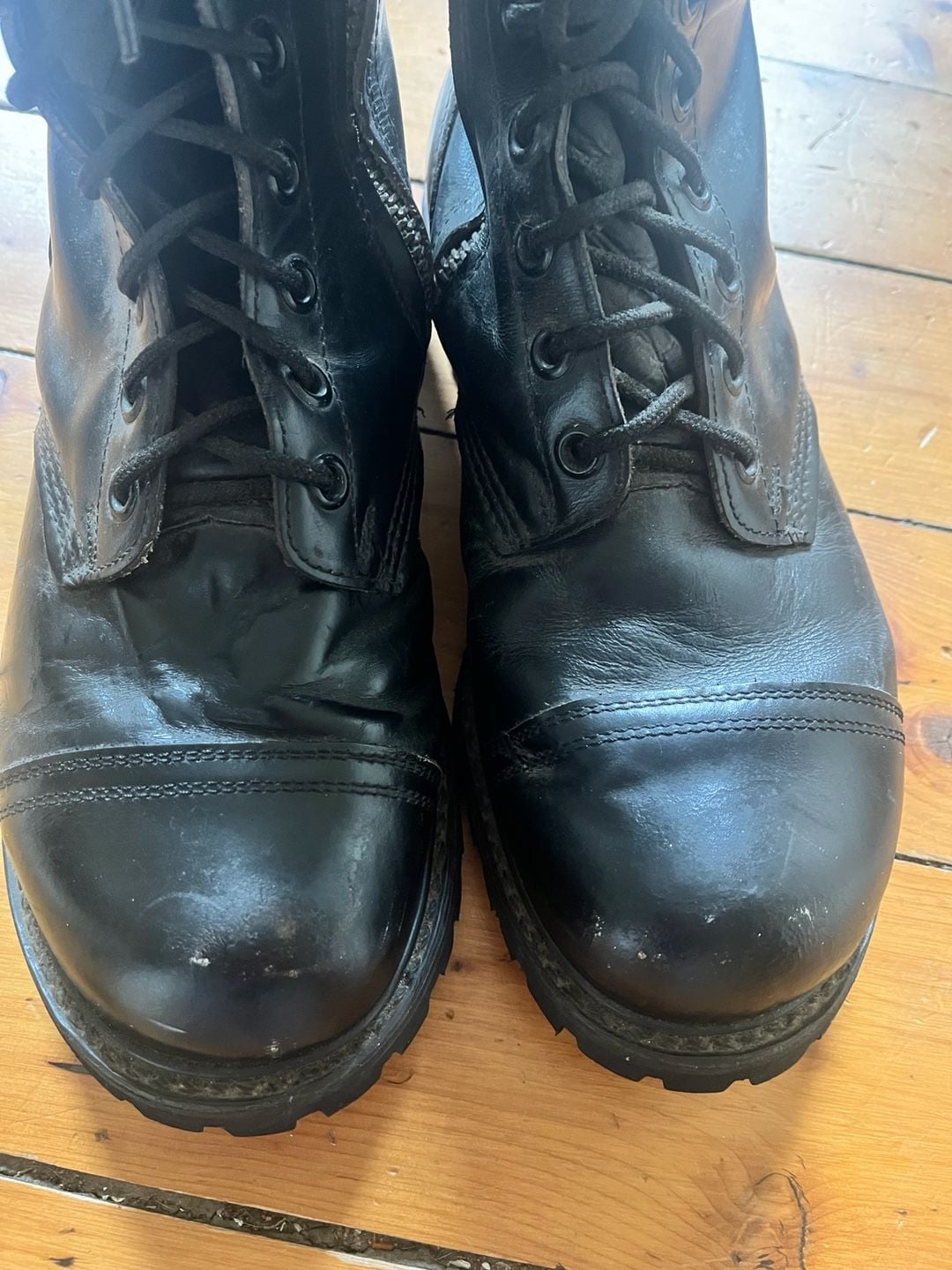Corcoran Combat Boots Black Leather Cap Toe Side Zip Talon Zippers Made in USA 12