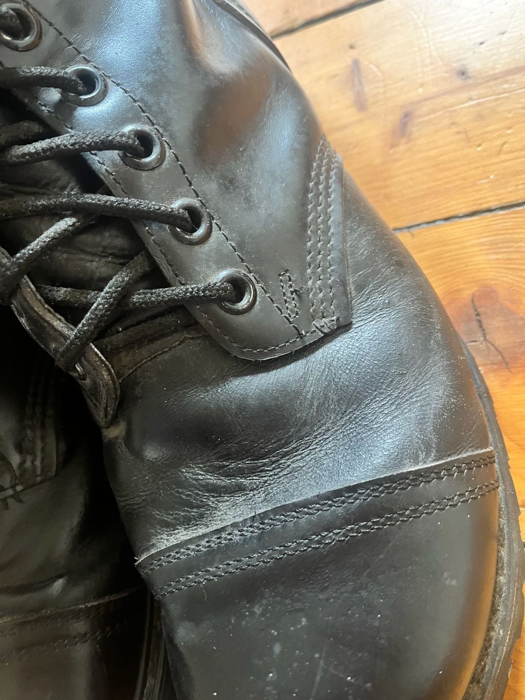 Corcoran Combat Boots Black Leather Cap Toe Side Zip Talon Zippers Made in USA 13