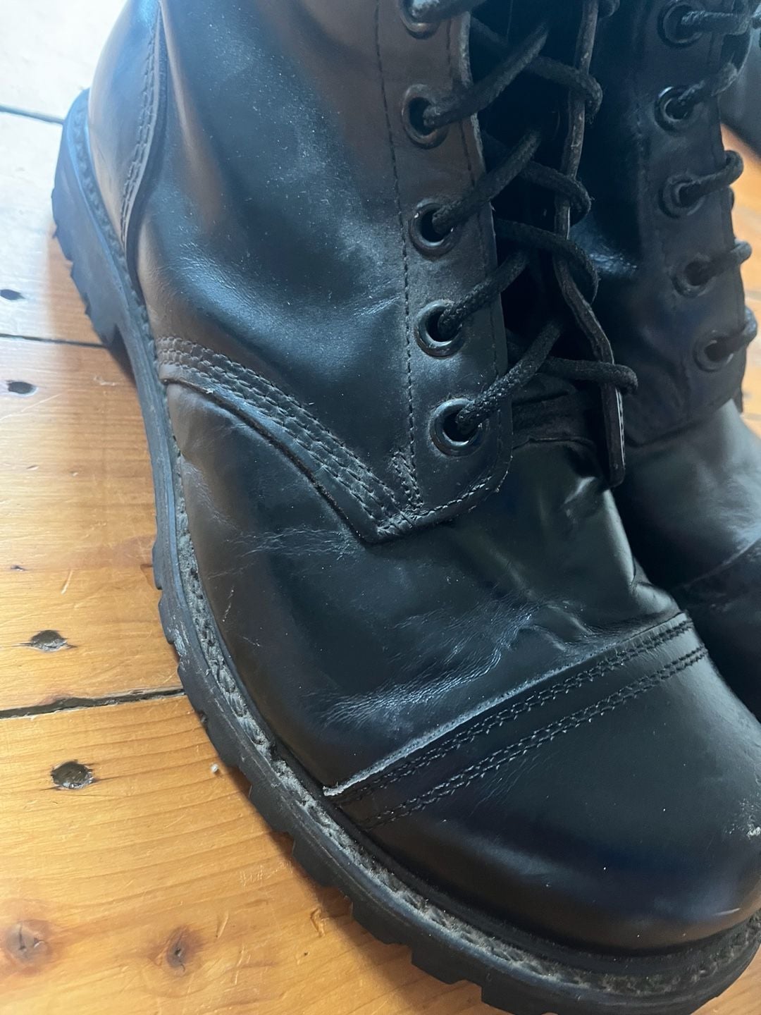 Corcoran Combat Boots Black Leather Cap Toe Side Zip Talon Zippers Made in USA 14