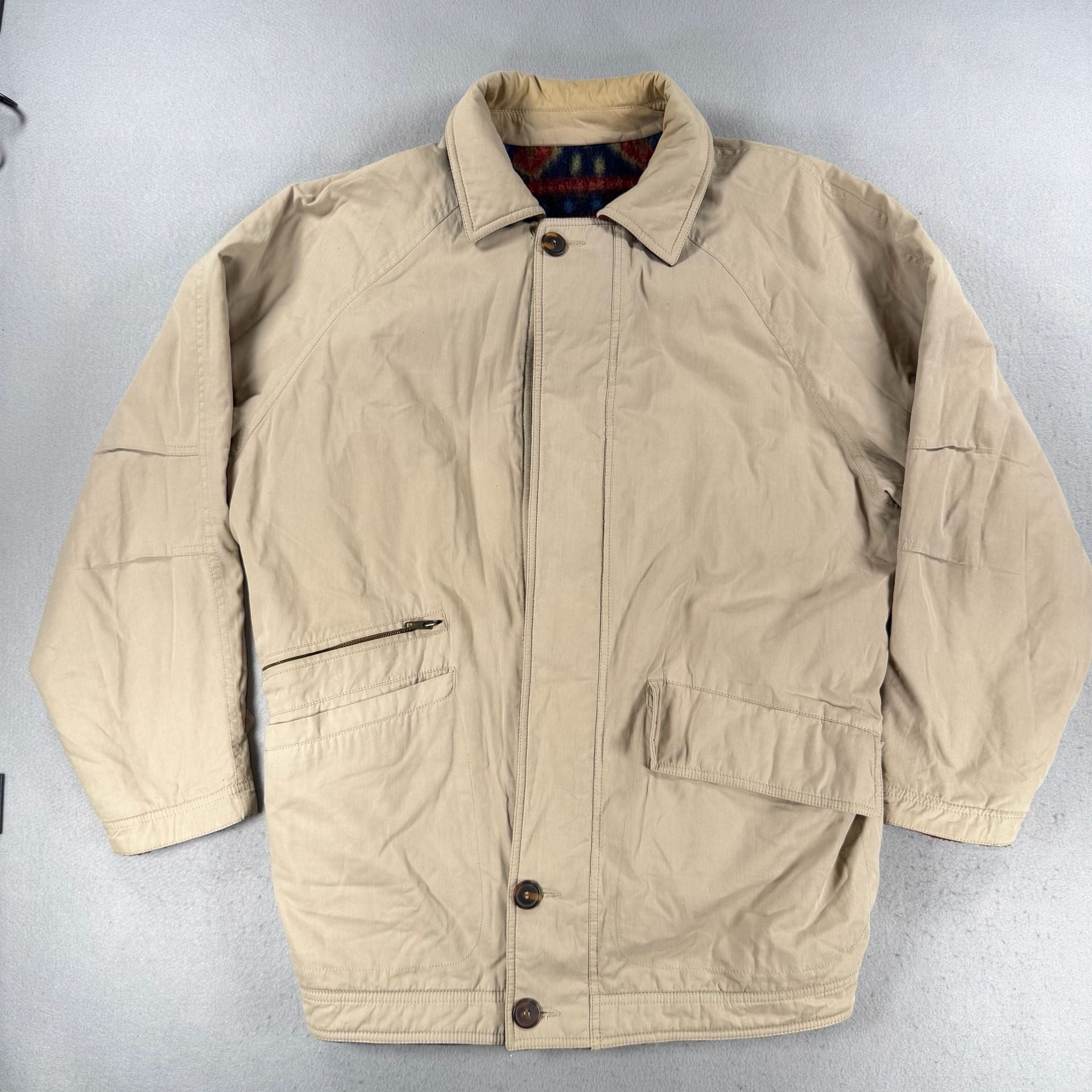 Vintage Structure Reversible Coat Size M Aztec Fleece - made in Italy 8