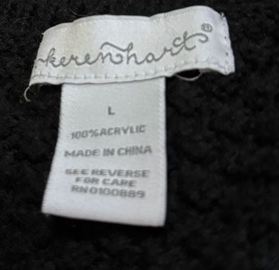 Karen Hart Sweater Size L Black Textured Zip Shoulder 4