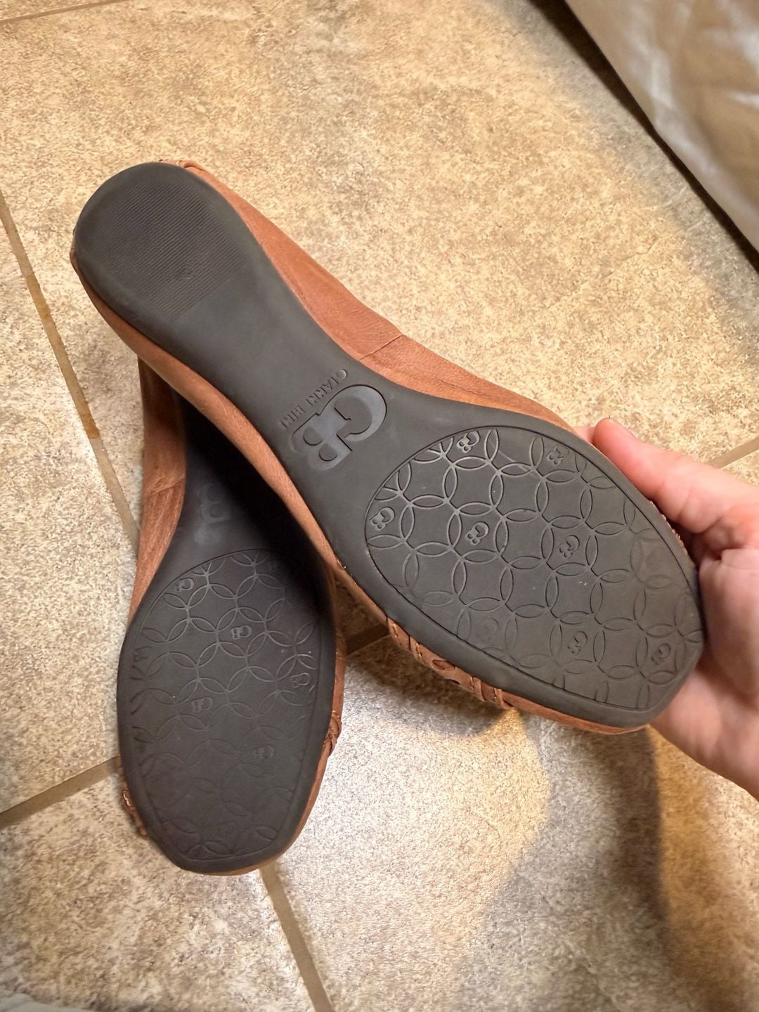 Gianni Bini Brown Ballet Flats Brass Hardware Preppy Equestrian 6.5 5