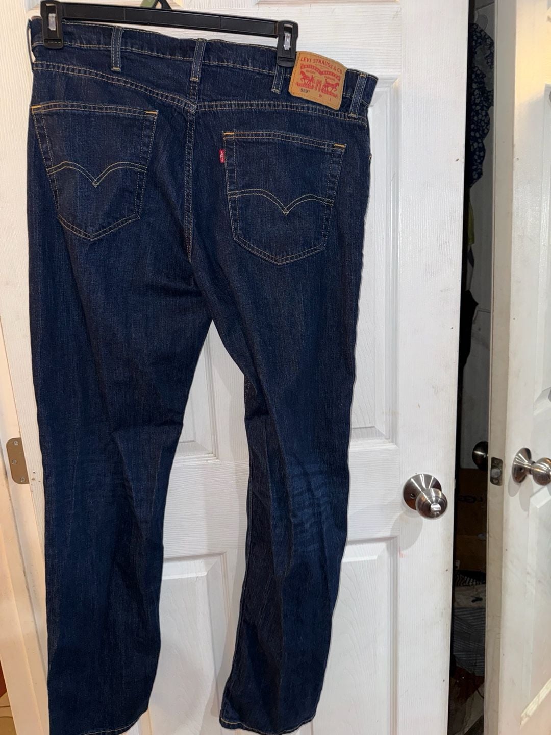 Levi's 559 Relaxed Straight Jeans Size 38x36 Dark Wash Denim 8