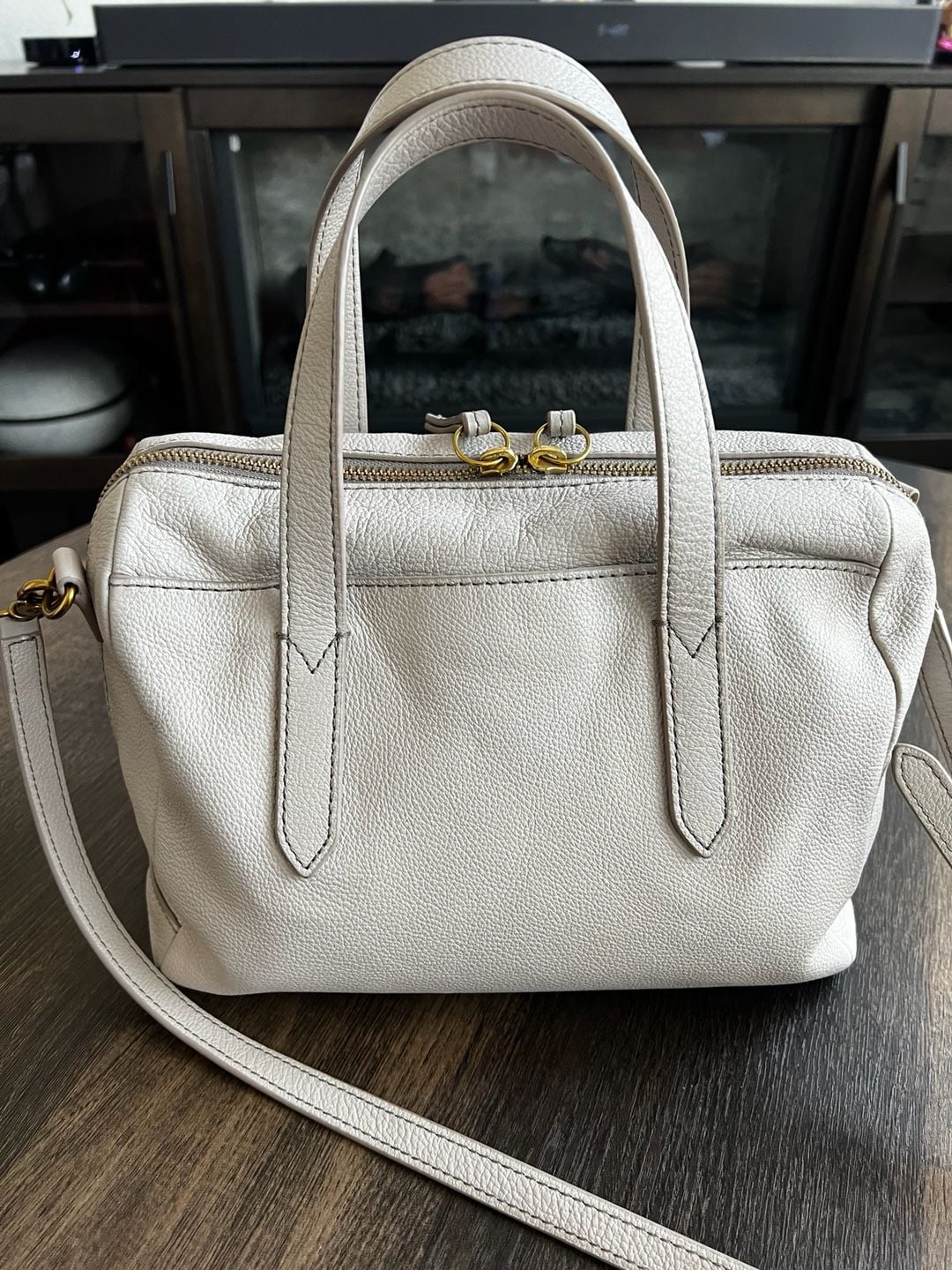 Fossil Sydney Satchel Leather Crossbody Bag Mineral Grey 3