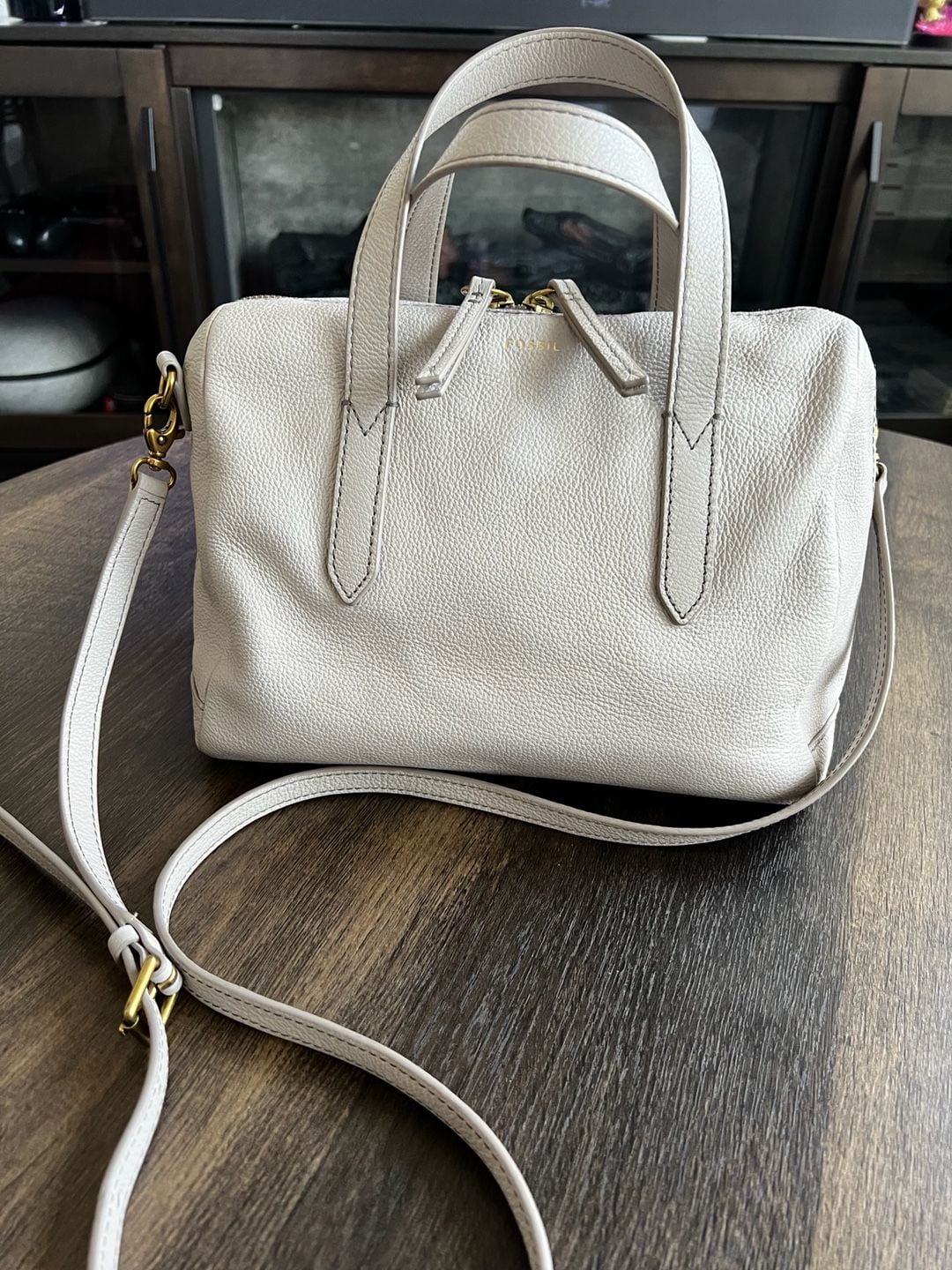 Fossil Sydney Satchel Leather Crossbody Bag Mineral Grey 2