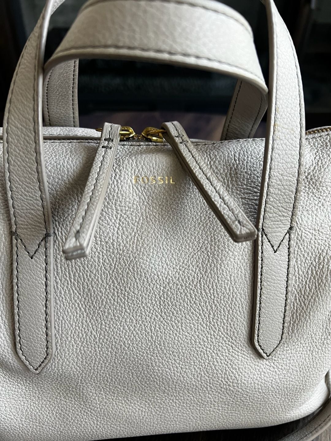 Fossil Sydney Satchel Leather Crossbody Bag Mineral Grey 4