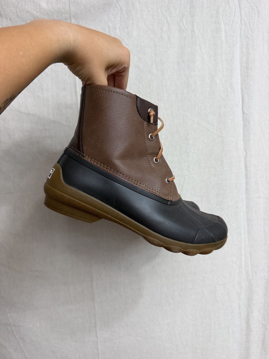 Sperry Syren Gulf Duck Boot Size 8.5 Brown Black Waterproof 3