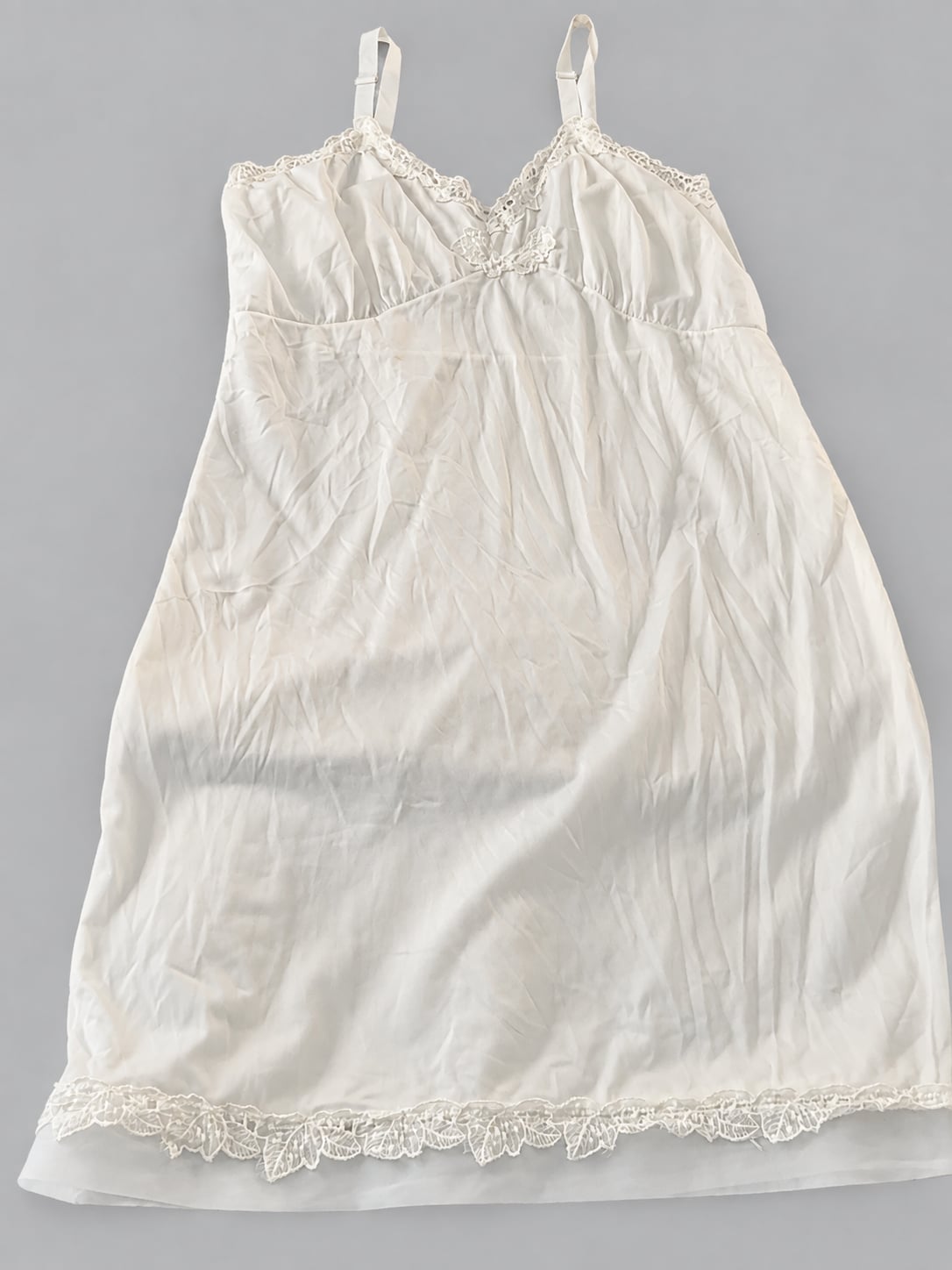 Vintage Lace Trim Slip Dress White Lingerie 2