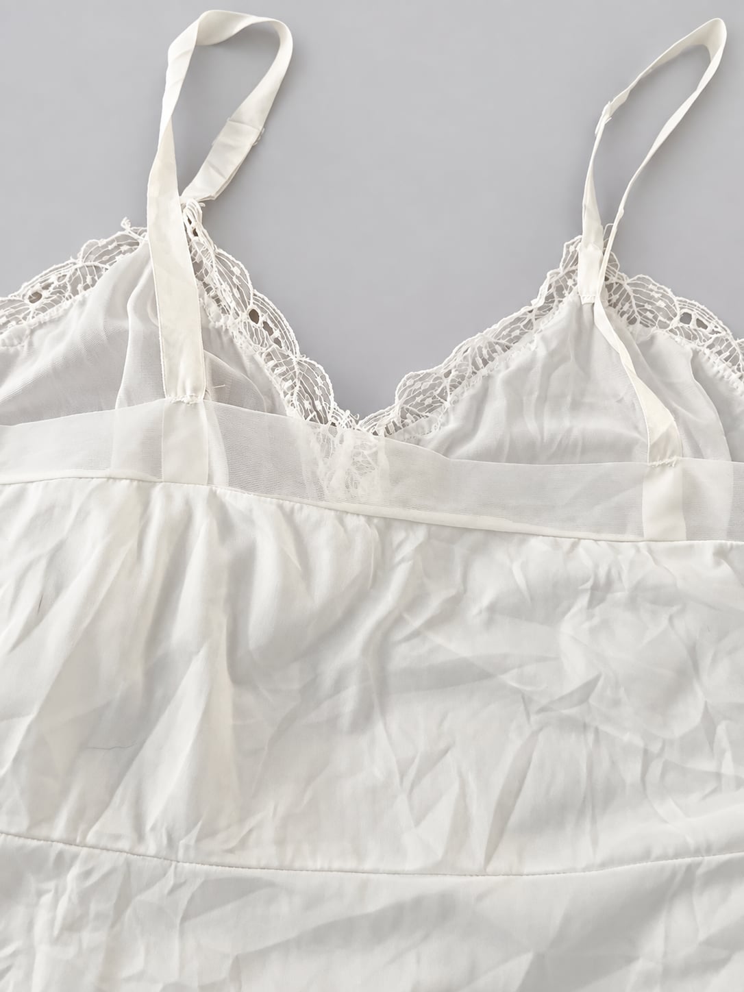 Vintage Lace Trim Slip Dress White Lingerie 4