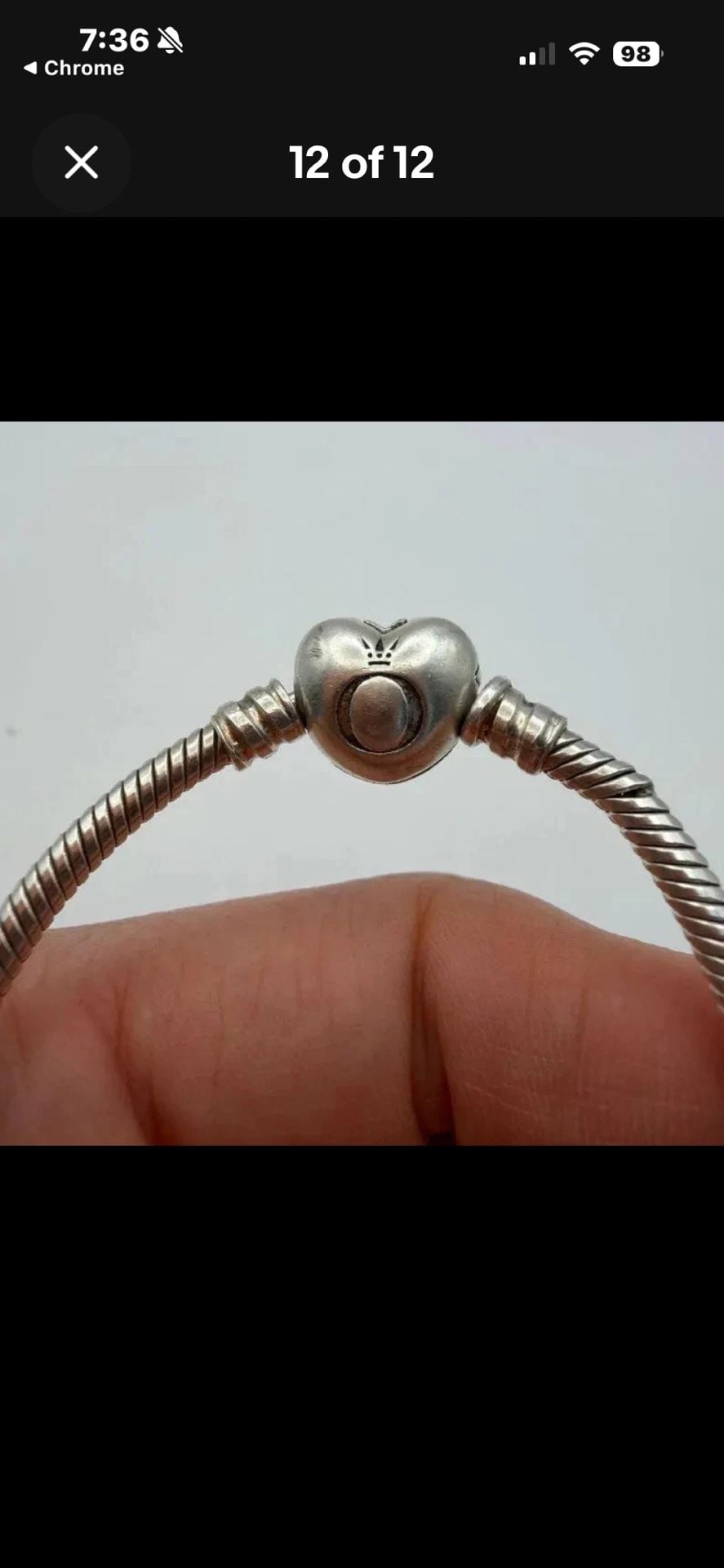 Pandora Heart Clasp Snake Chain Bracelet S925 ALE 8