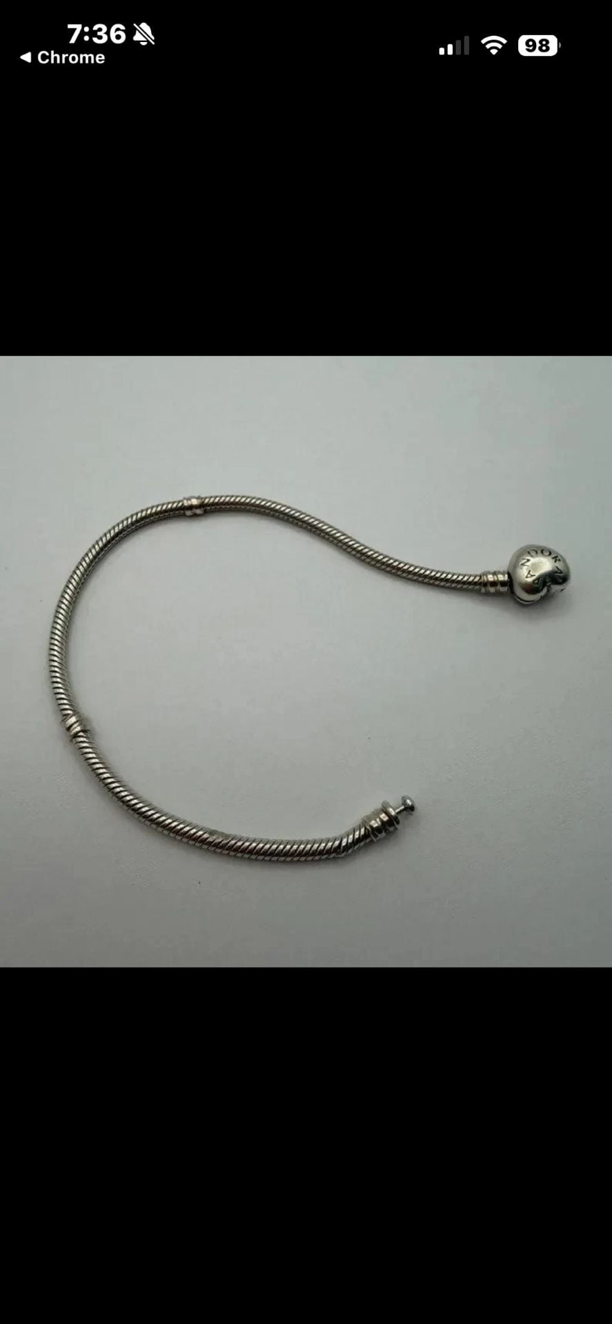 Pandora Heart Clasp Snake Chain Bracelet S925 ALE 10