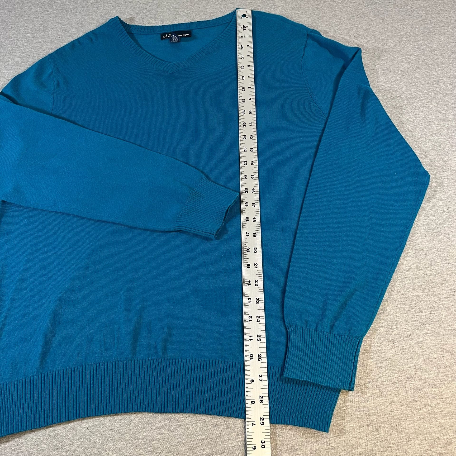 John Ashford Blue V-Neck 100% Cotton Sweater Men’s L 4