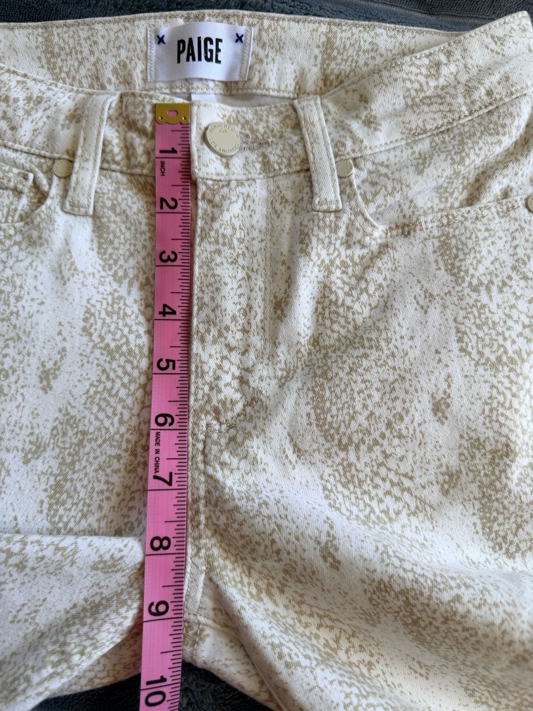 Paige Women’s Hoxton Ankle Skinny Jeans Size 26 Beige Snake Western Quiet Luxury 8