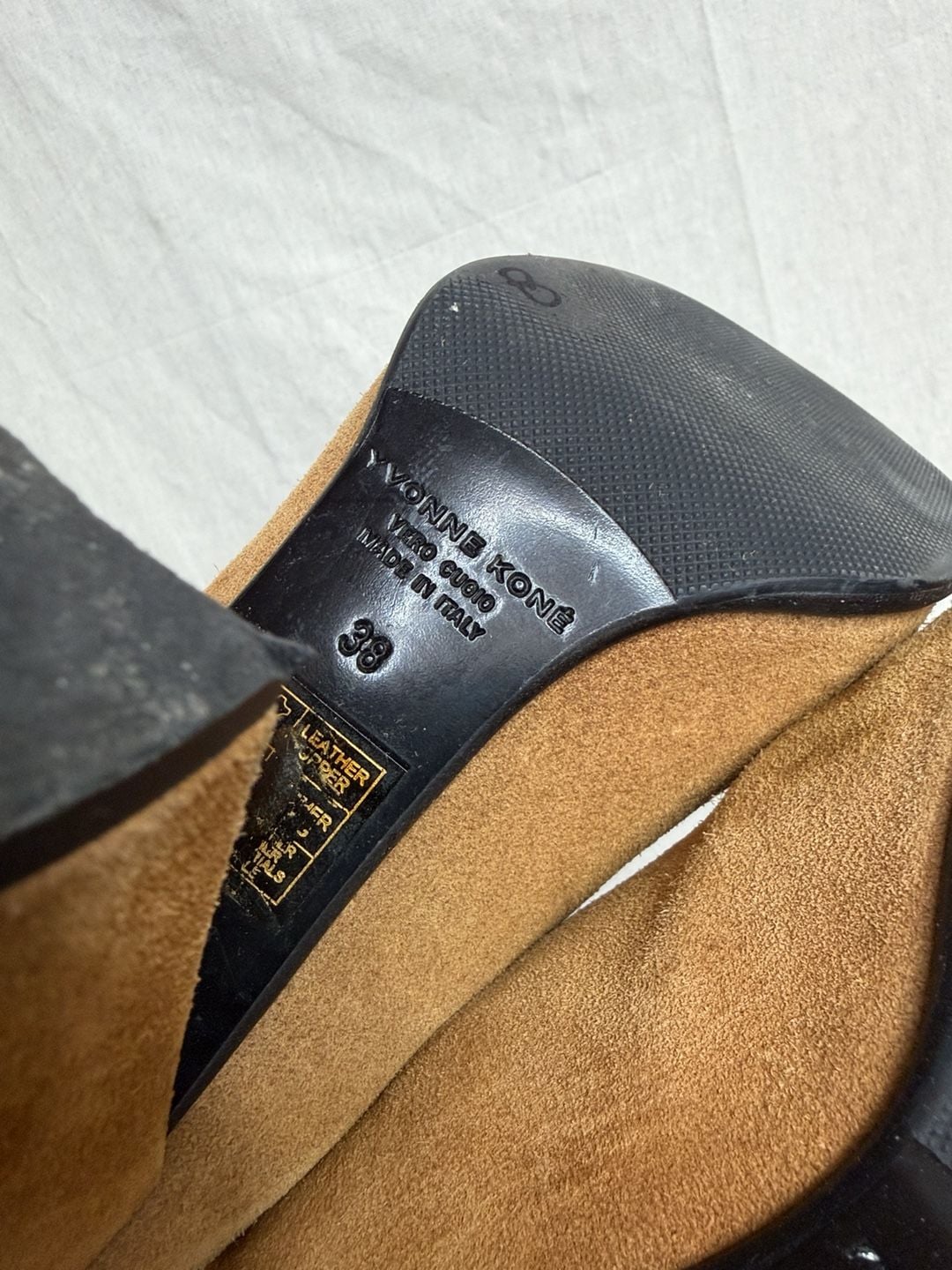 Yvonne Koné Suede Mules Size 38 Brown Block Heel 8