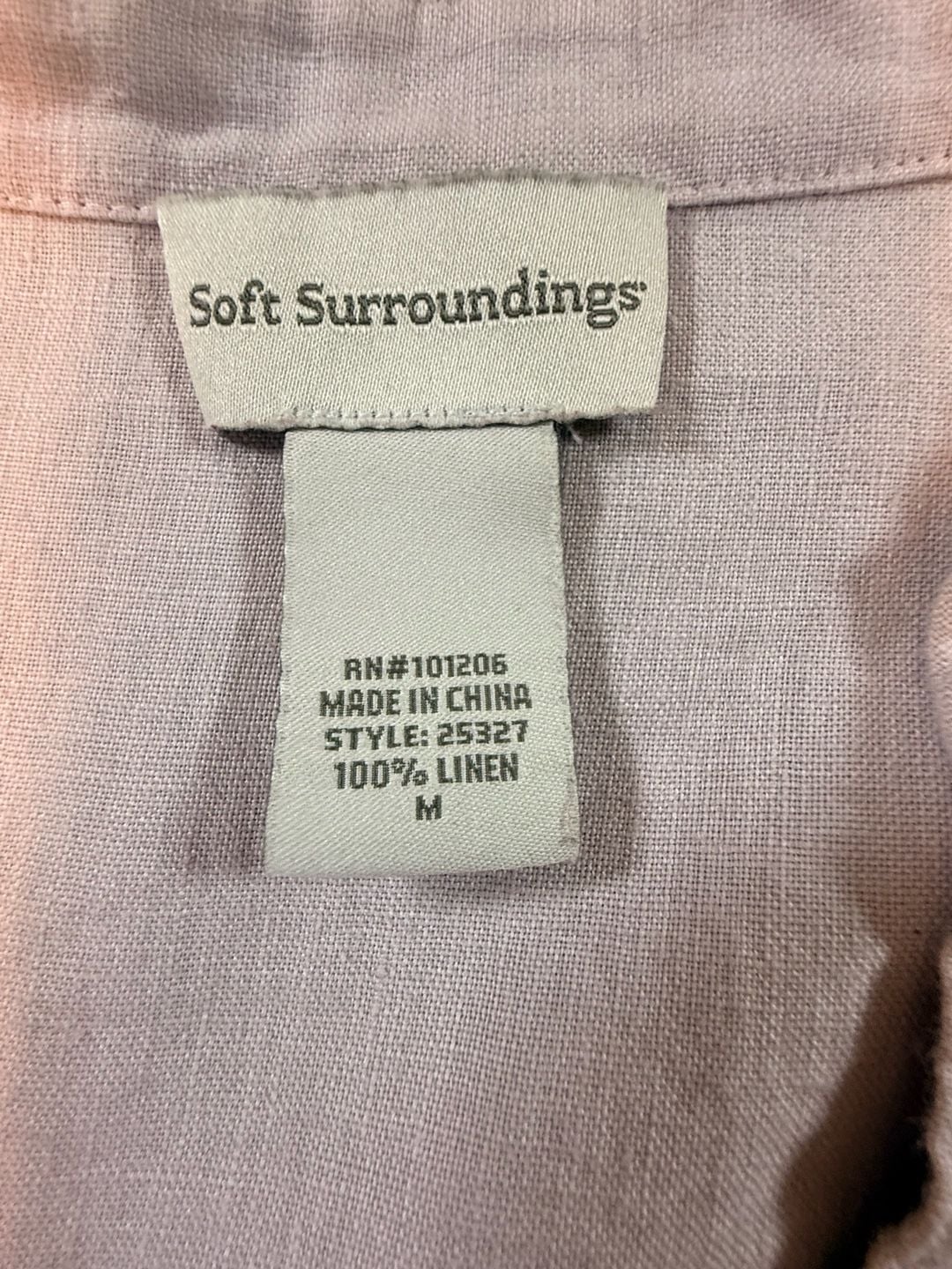 Soft Surroundings Tunic Size M Lilac 100% Linen Button Front 4