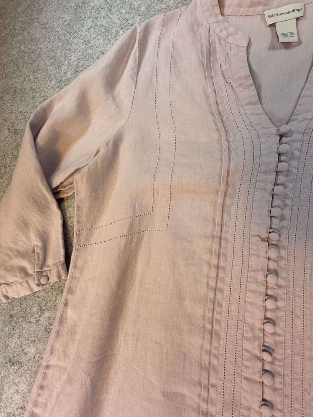 Soft Surroundings Tunic Size M Lilac 100% Linen Button Front 5