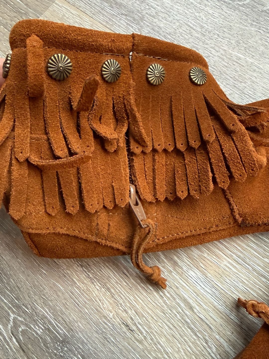 Minnetonka Brown Double Fringe Side Zip Brown Soft Suede Ankle Boot Size 8 4