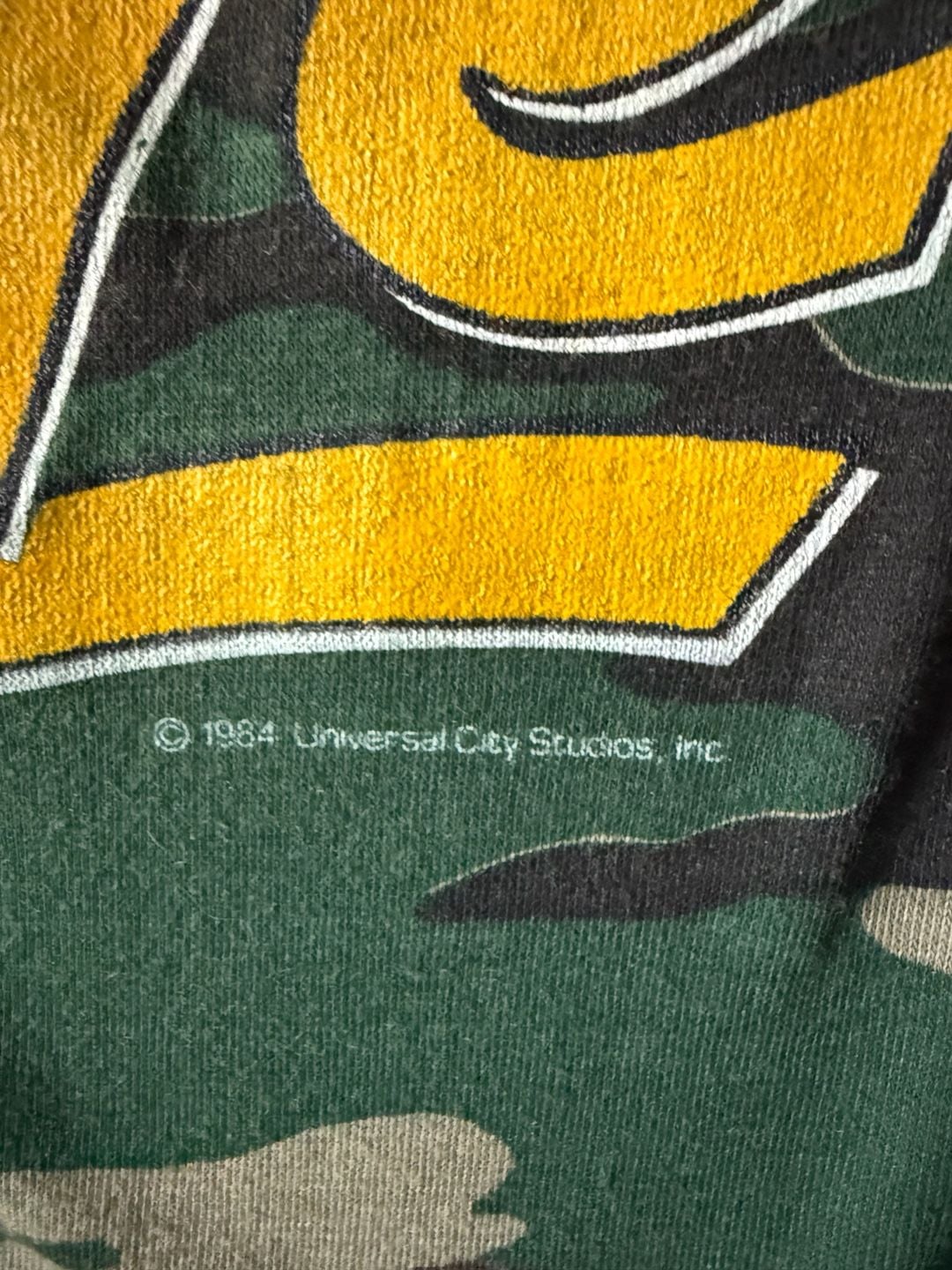 Vintage Universal City Studios I Live The Wild Life Camo Sleeveless Shirt 1984 4