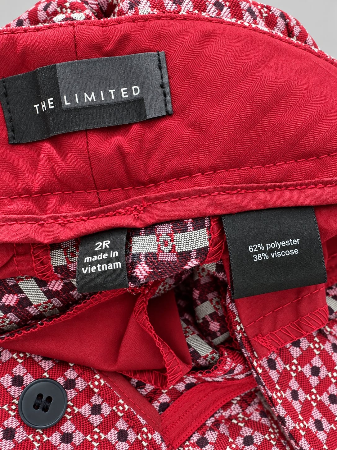 The Limited Geometric Top & Pants Set Size 2R Red Textured 3