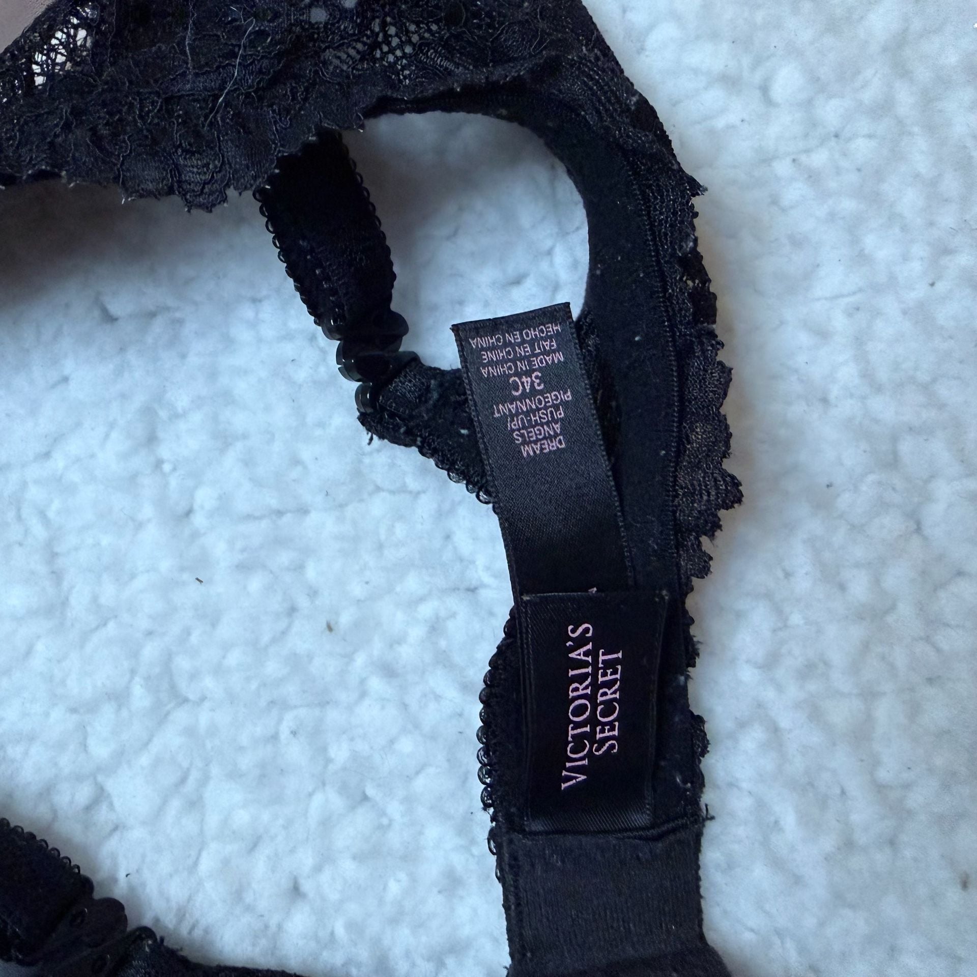 Victoria's Secret Push-Up Bra Pink Striped Black Lace 5
