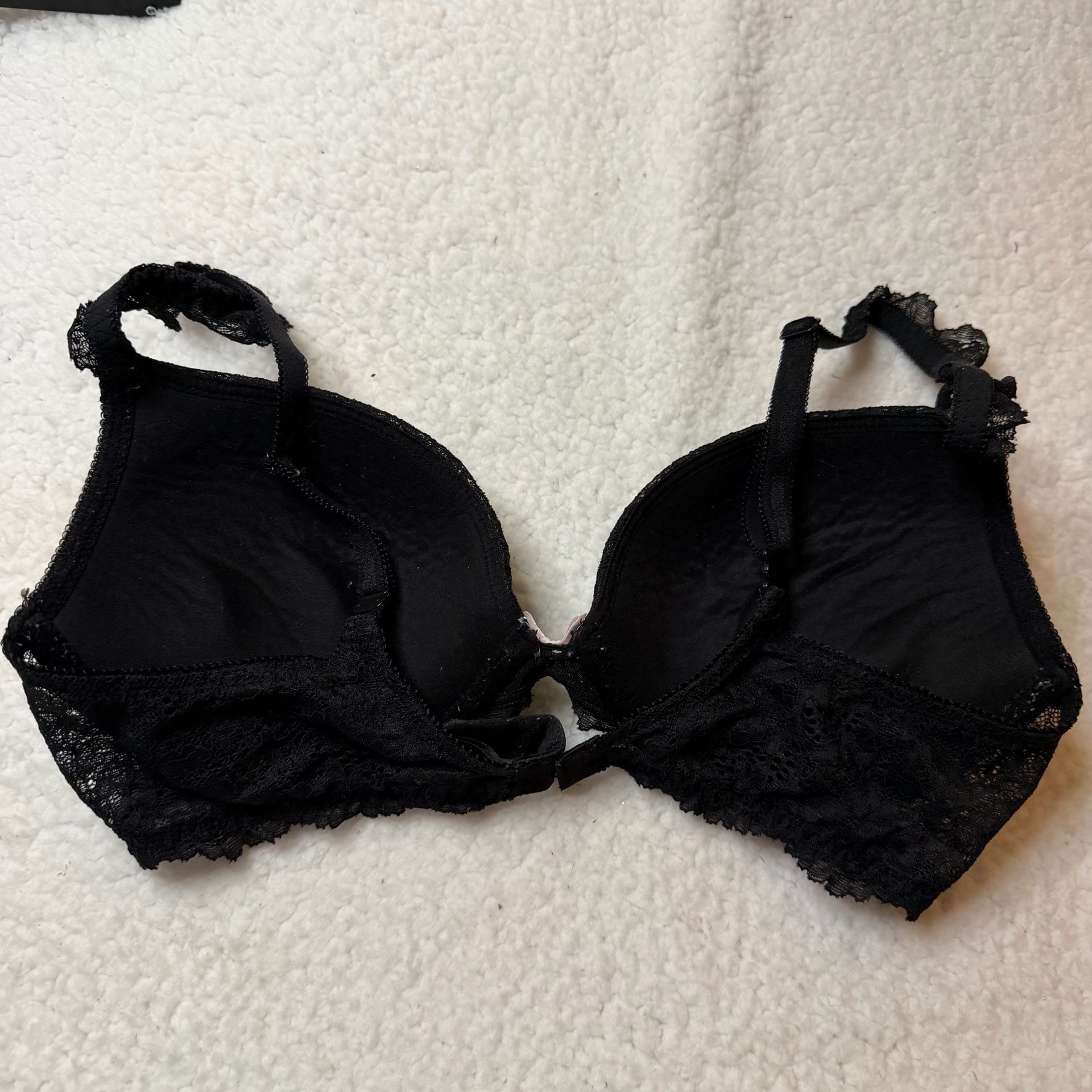 Victoria's Secret Push-Up Bra Pink Striped Black Lace 4