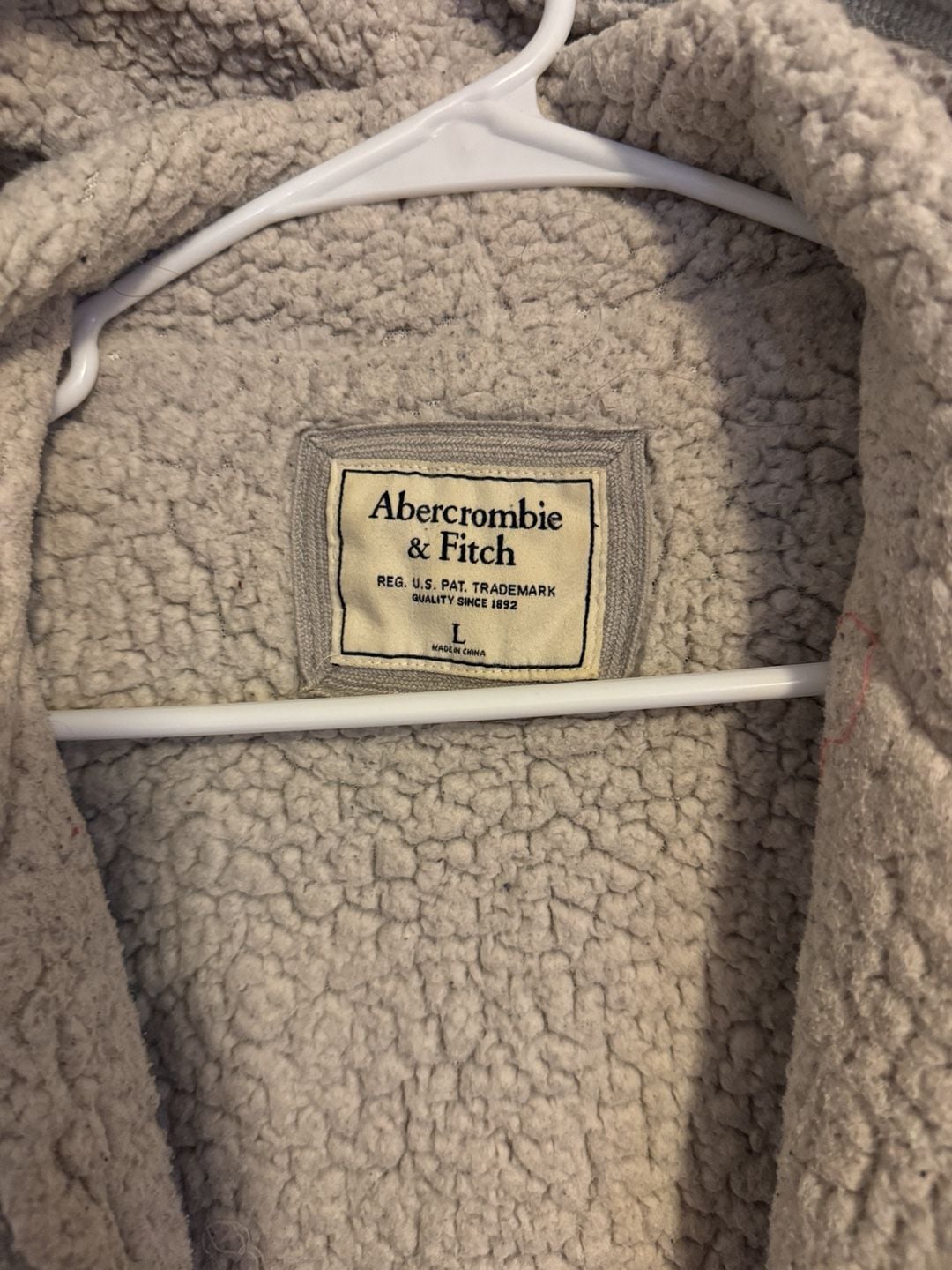 Abercrombie & Fitch Sherpa Lined Full Zip Hoodie Size L Gray 2