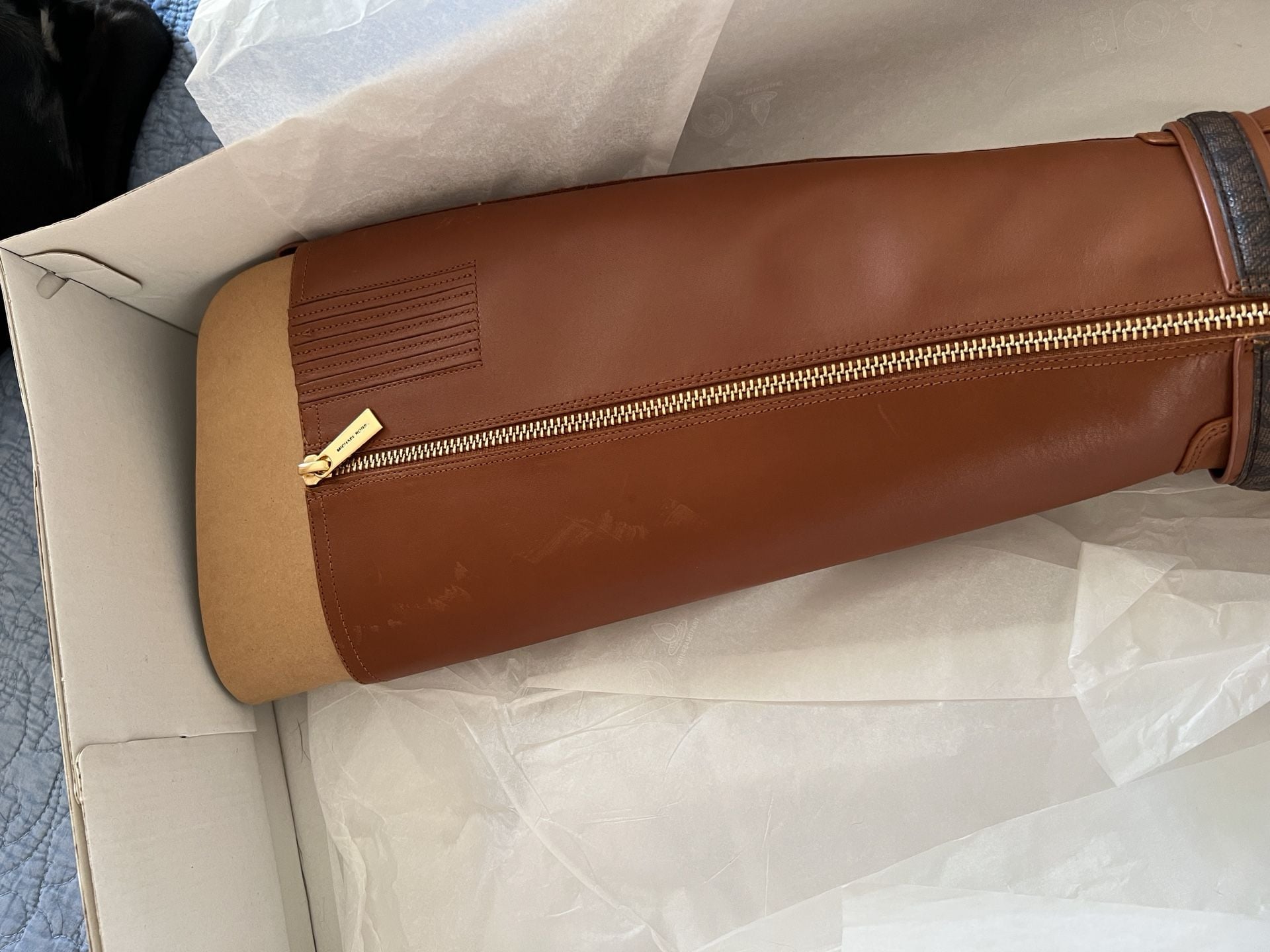 NIB Michael Kors Mindy Flat Boot Size 8.5M Lugg Multi Leather Riding Boots 13