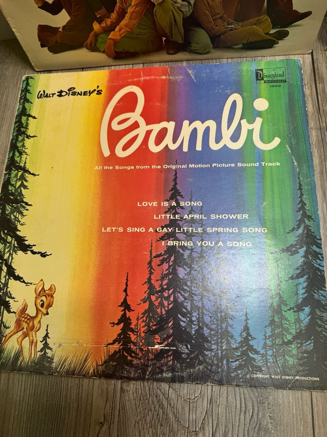 Disneyland Records Vintage Disney LP Vinyl Lot of 4 Bambi Rescuers Mickey Mouse 2