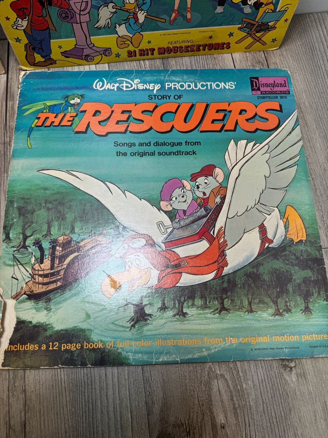 Disneyland Records Vintage Disney LP Vinyl Lot of 4 Bambi Rescuers Mickey Mouse 3