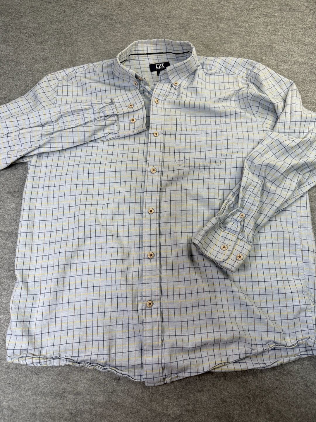 Cutter & Buck Plaid Button Down Shirt Size M Light Blue Long Sleeve 2