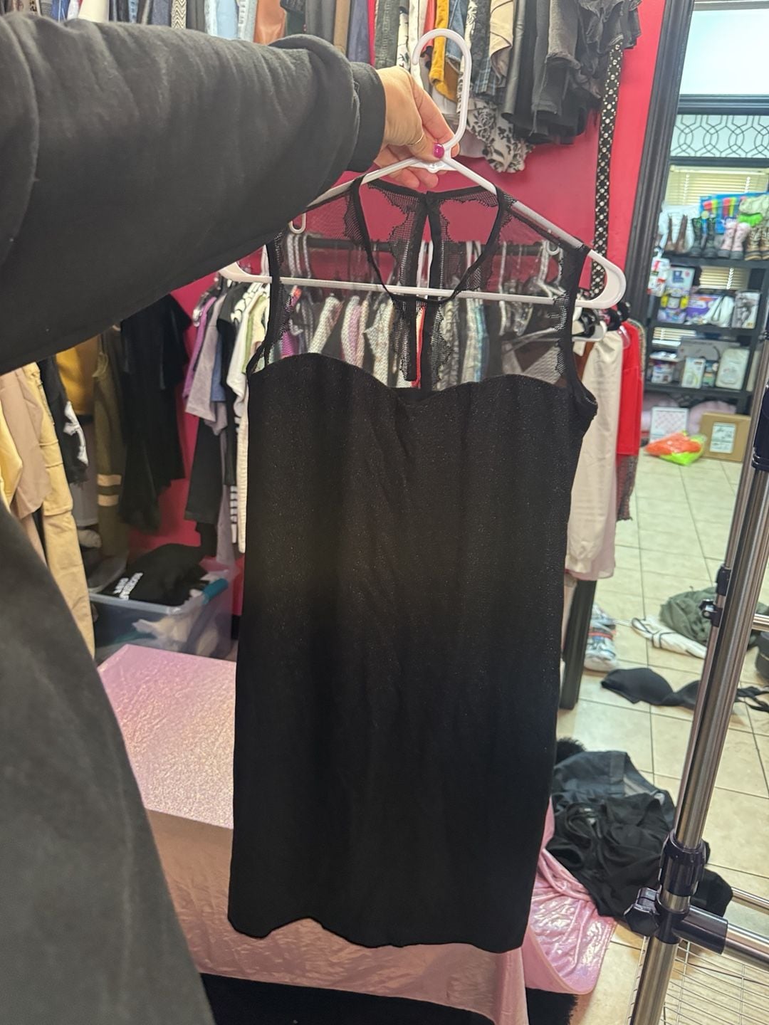 Sündüz Trend Black Sheer Mesh Cocktail Dress Size L 2