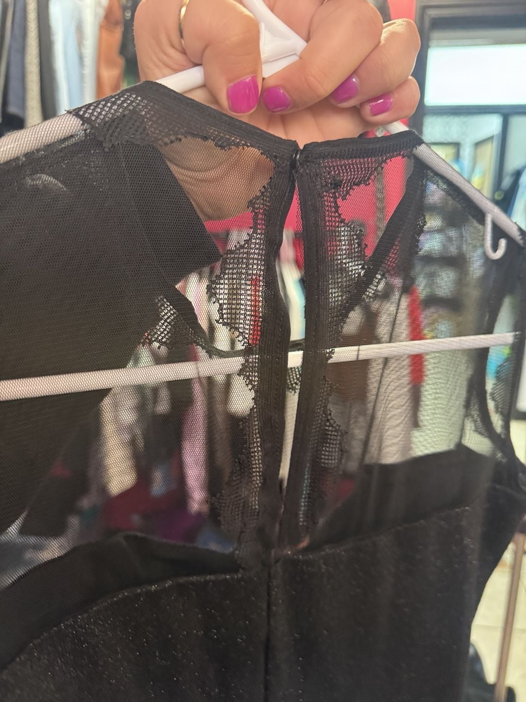 Sündüz Trend Black Sheer Mesh Cocktail Dress Size L 4