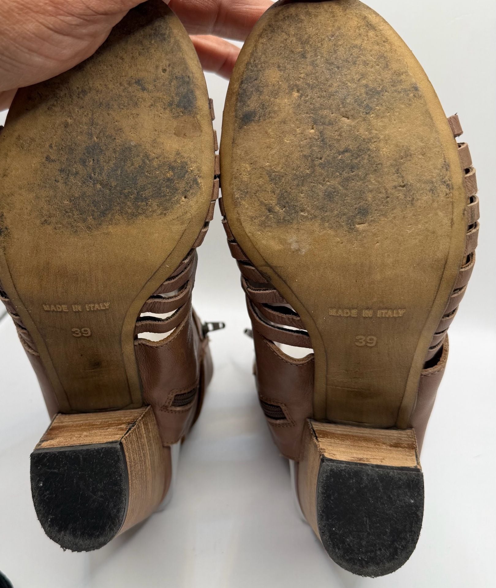 Fabianelli H025 Heeled Sandals Brown Leather 8