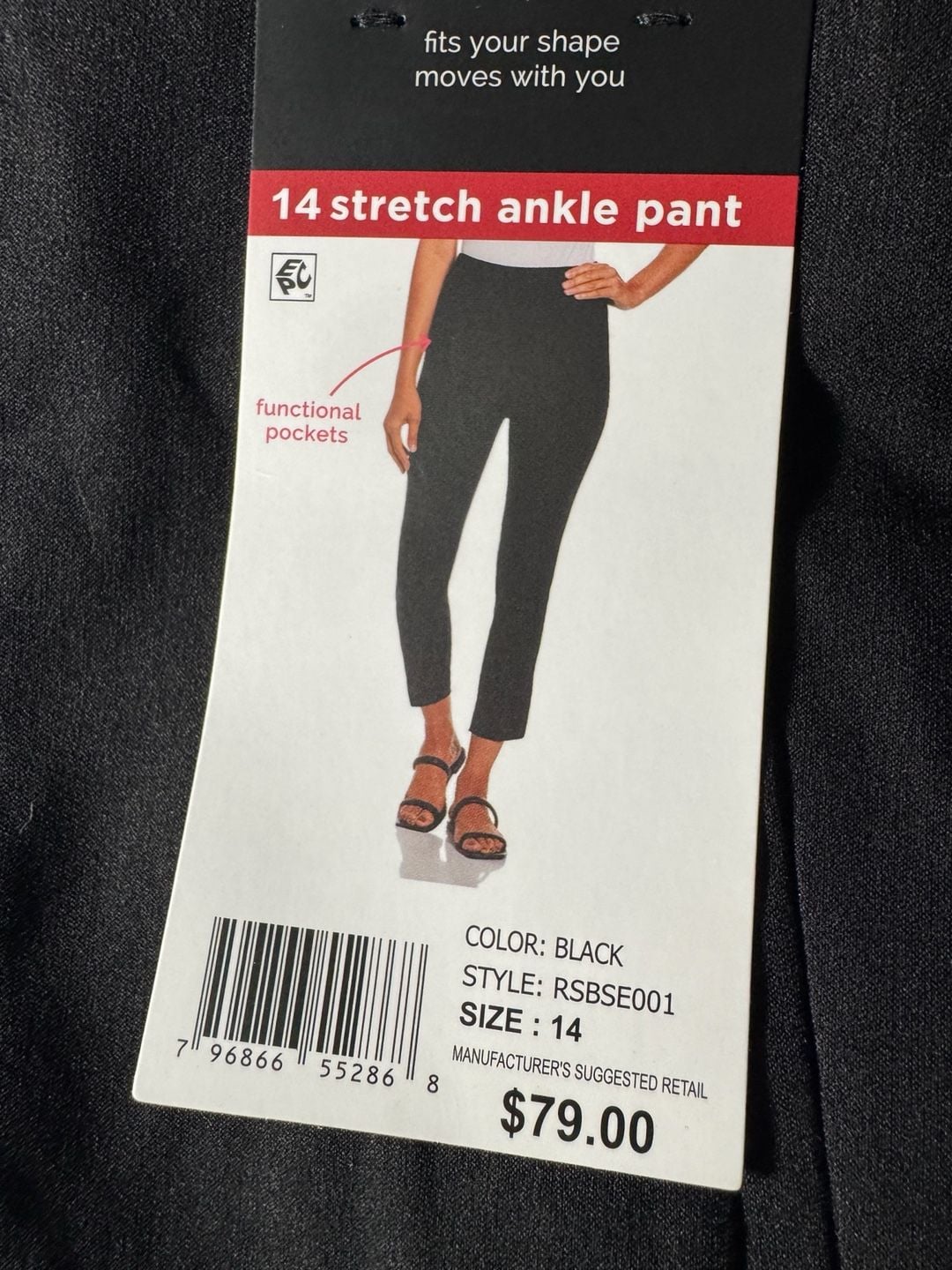 Rafaella Stretch Ankle Pant Size 14 Black 3
