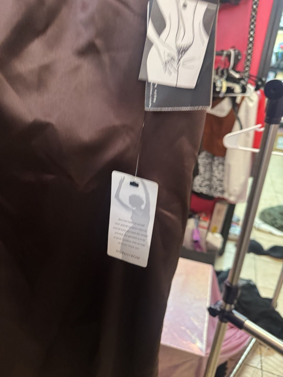 Nordstrom Satin Cocktail Dress Size 16 Brown Sleeveless 3