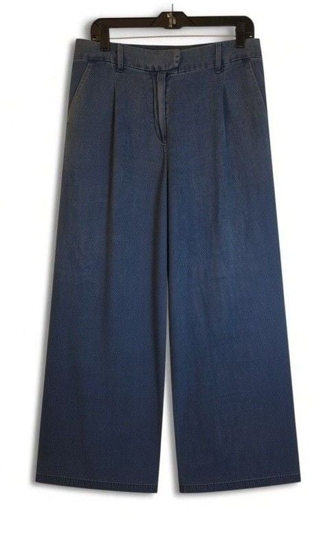American Eagle Wide Leg Trouser Size 8 Blue Lyocell 2