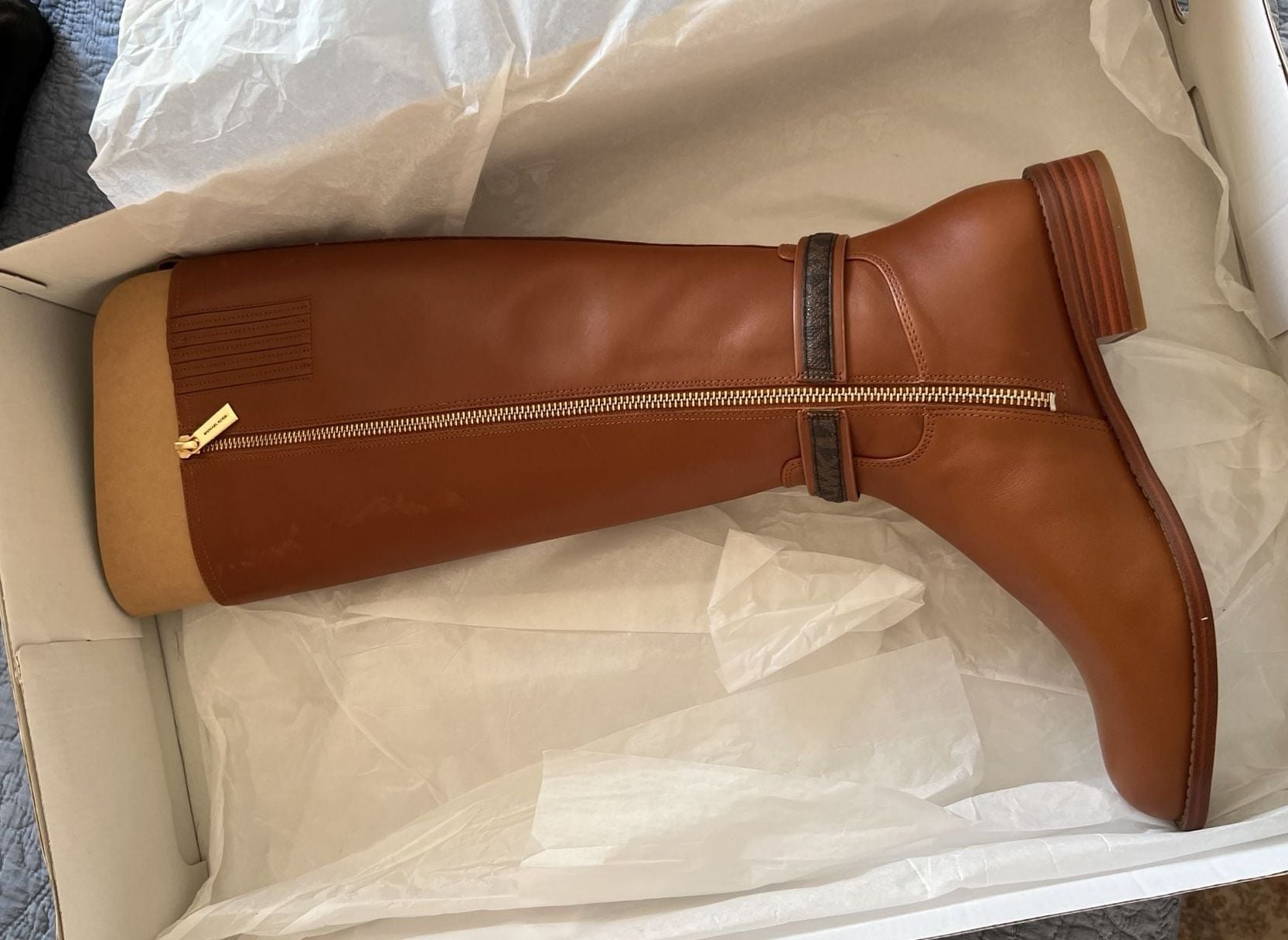 NIB Michael Kors Mindy Flat Boot Size 8.5M Lugg Multi Leather Riding Boots 12