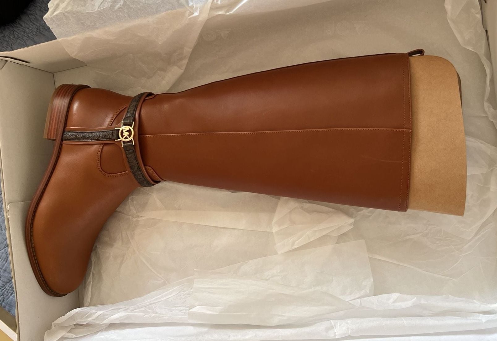 NIB Michael Kors Mindy Flat Boot Size 8.5M Lugg Multi Leather Riding Boots 11