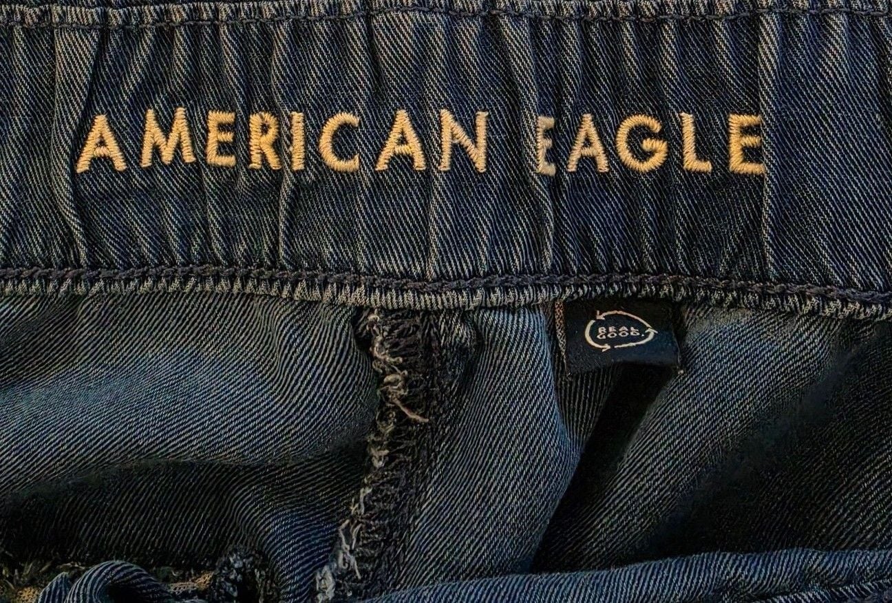 American Eagle Wide Leg Trouser Size 8 Blue Lyocell 4