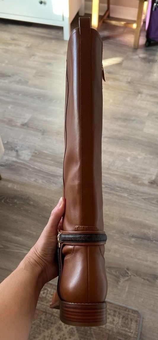 NIB Michael Kors Mindy Flat Boot Size 8.5M Lugg Multi Leather Riding Boots 16