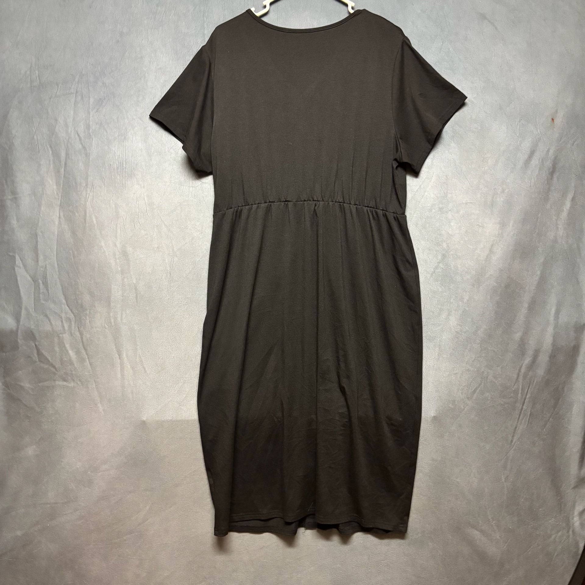 Shein Curve Button Front Twist Midi Dress 2XL Black Witchy Gothy 8