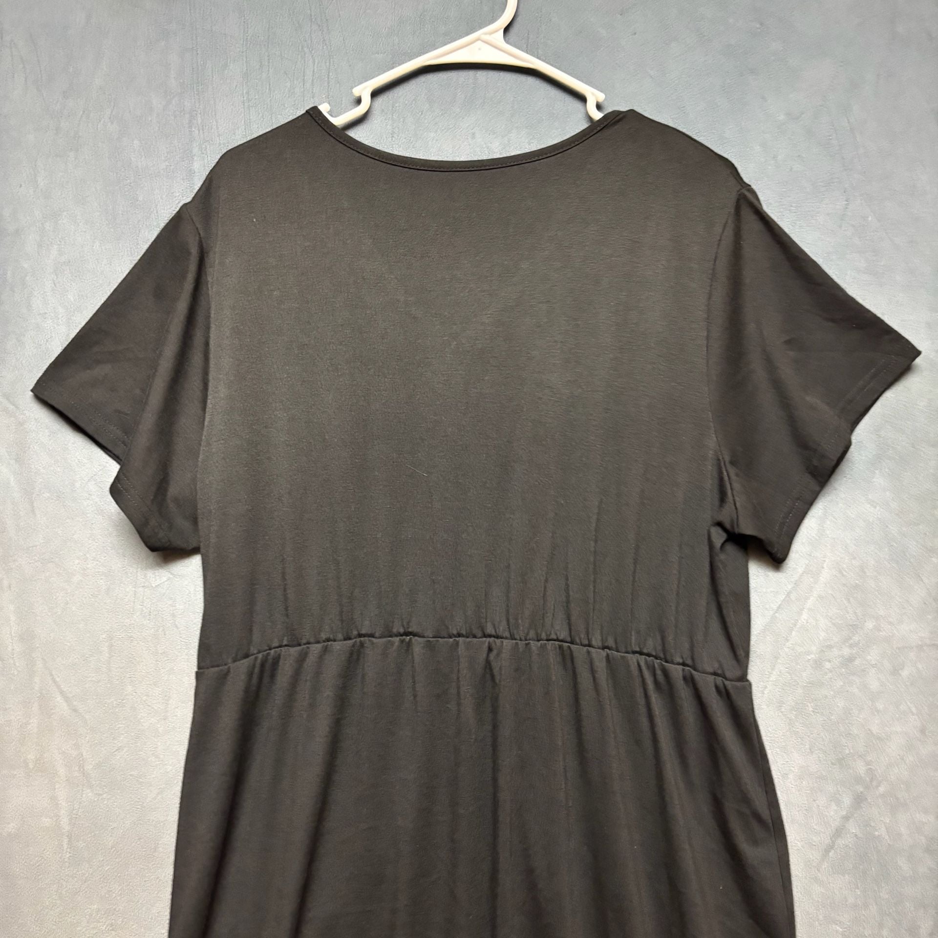 Shein Curve Button Front Twist Midi Dress 2XL Black Witchy Gothy 9
