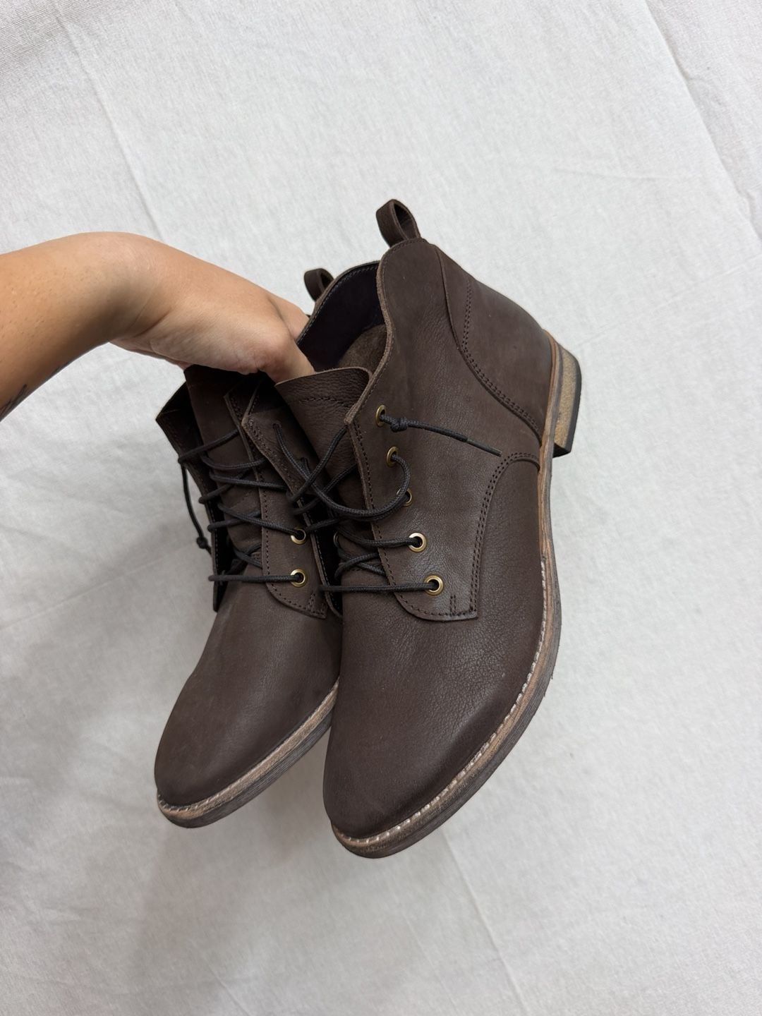 Diba True Ankle Boots Size 10 Brown Leather Lace Up Booties 2